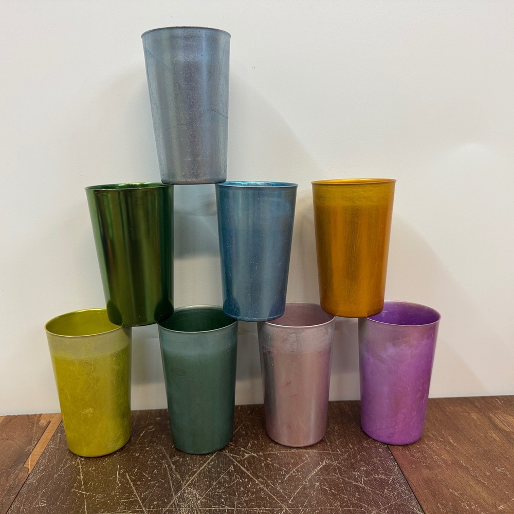Bascal Italian Tumblers Set‎ of 8 Retro Vintage Colorful Drinking Glasses